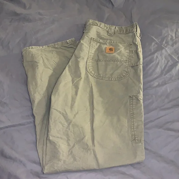 CARHARTT Men Dungaree Cotton Work Jean 36x32Green - Picture 1 of 5